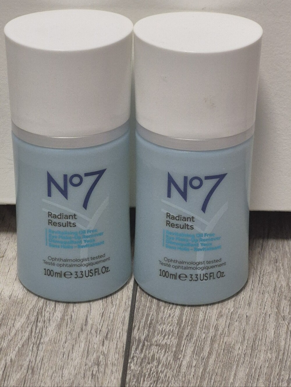 Lot Of 2 No7 Radiant Results Revitalizing Oil Free Eye Make-Up Remover 3.3 oz